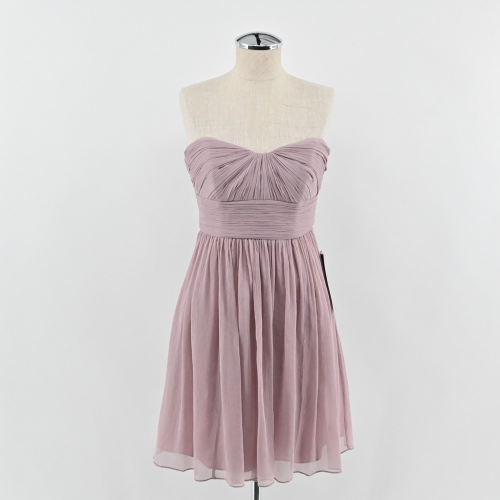J Crew Arabelle Strapless Dress Womens Size 4P Mauve Silk Wedding Party Cocktail